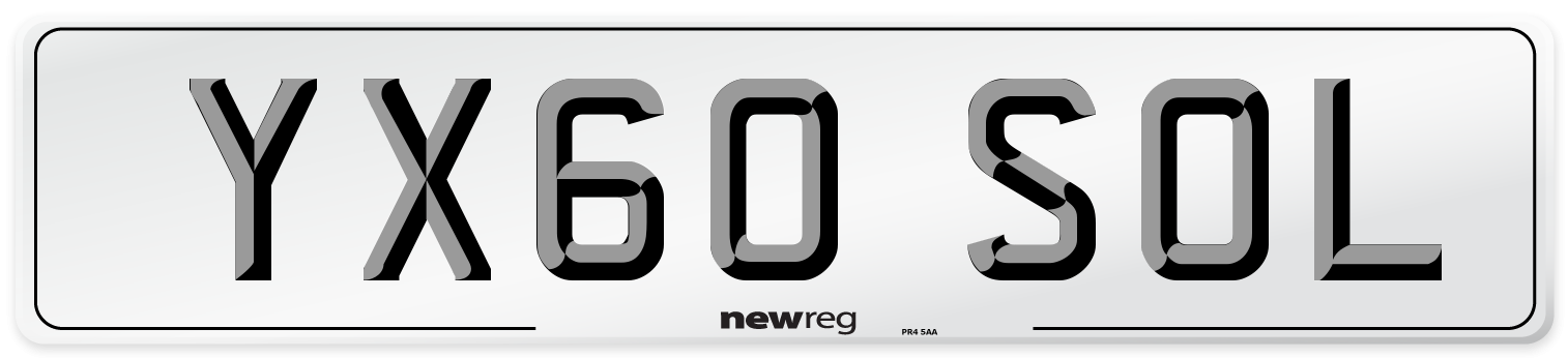YX60 SOL Number Plate from New Reg